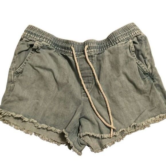 LOFT drawstring denim shorts Sz large Light Blue women’s Jean Shorts pull on - Picture 1 of 4